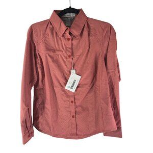 North End Womens Button Down Shirt Vented Moisture Wicking Plaid Red S